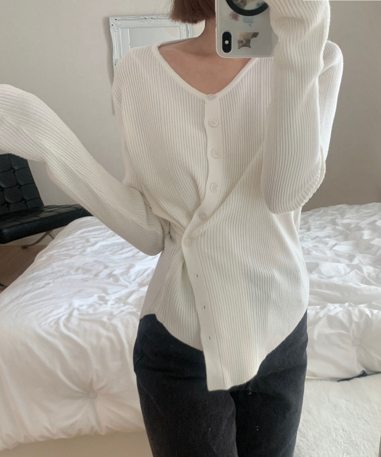 サイドボタンラップボタンカーディガン IVORY