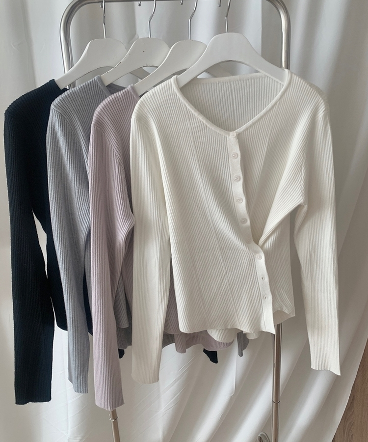 サイドボタンラップボタンカーディガン