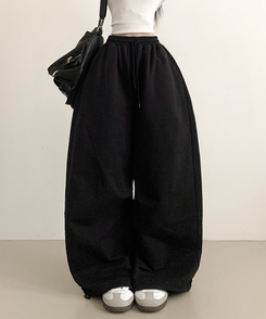 ロングワイドバンディングパンツ BLACK