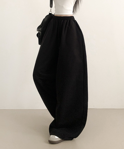ロングワイドバンディングパンツ BLACK