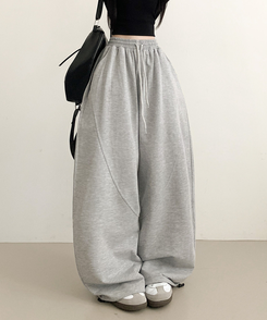 ロングワイドバンディングパンツ GREY