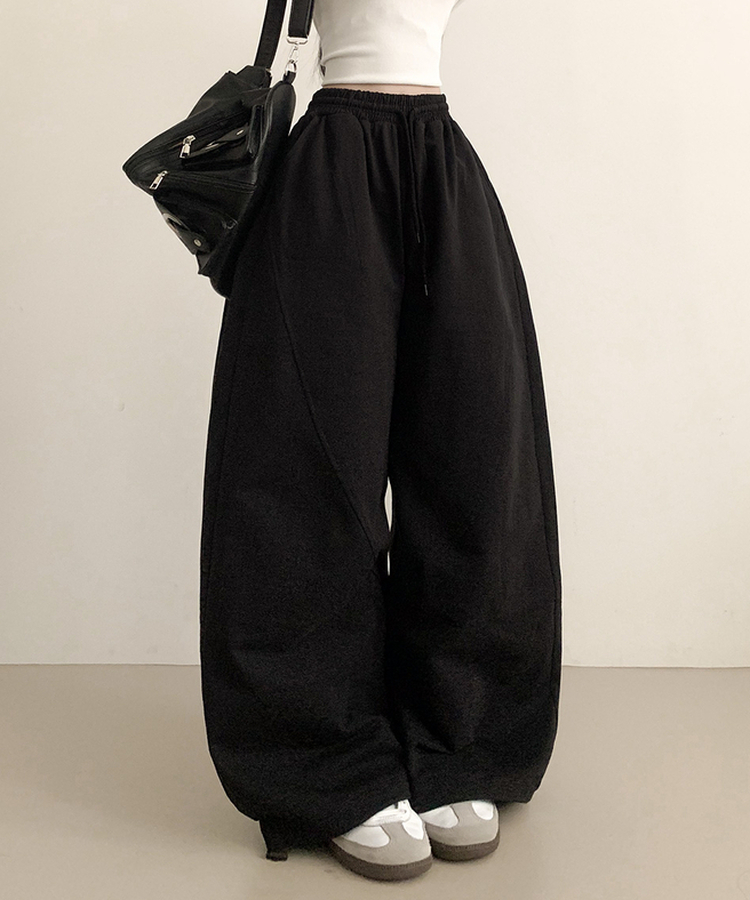 ロングワイドバンディングパンツ BLACK