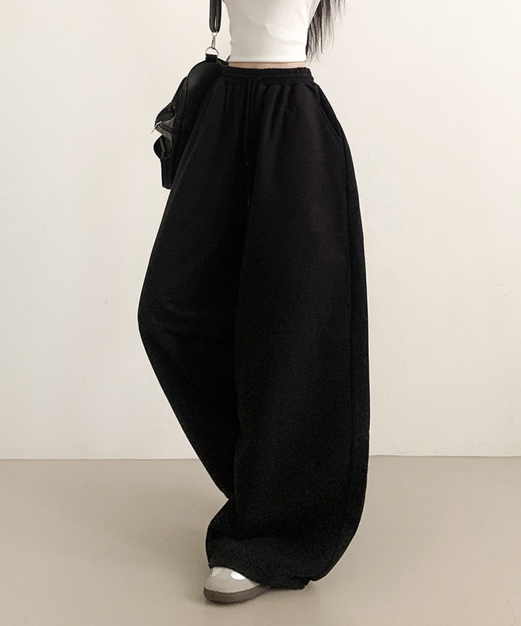 ロングワイドバンディングパンツ BLACK