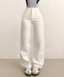 ストレートワイドデニムパンツ WHITE