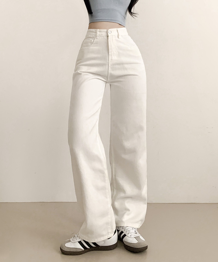 ストレートワイドデニムパンツ WHITE