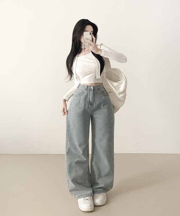 ストレートワイドデニムパンツ LIGHT DENIM