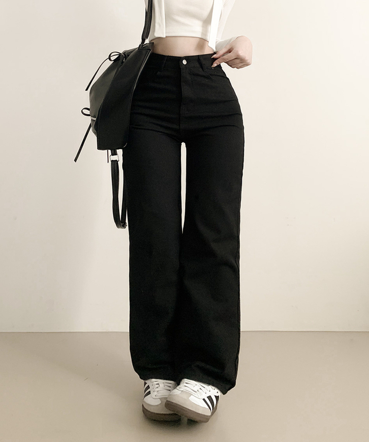 ストレートワイドデニムパンツ BLACK