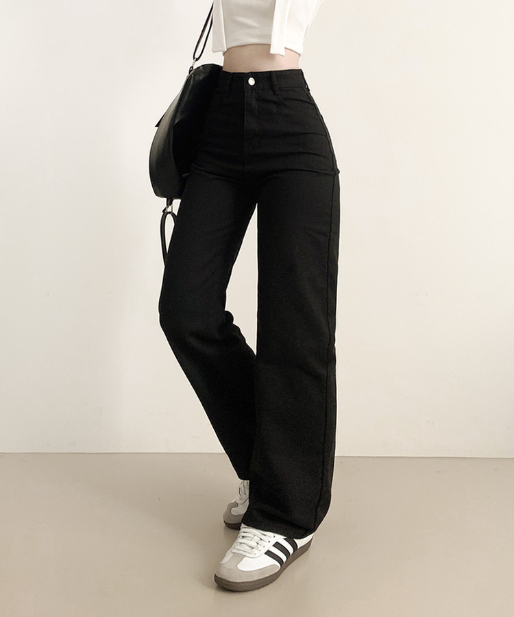 ストレートワイドデニムパンツ BLACK