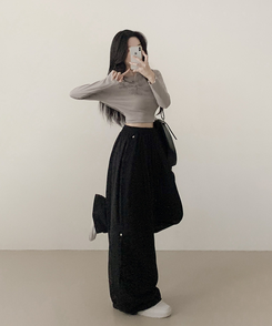 ピンテックカーブワイドパンツ BLACK