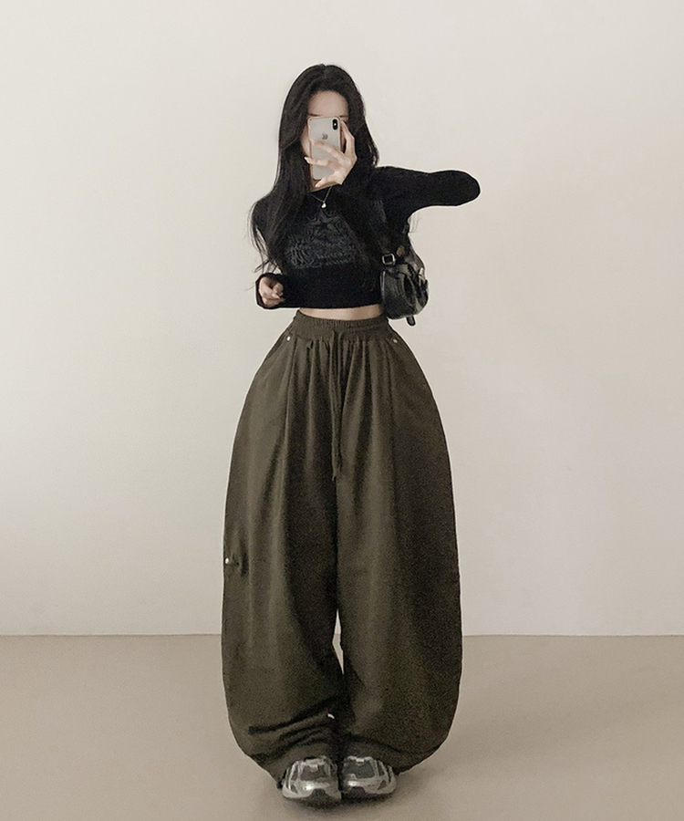 ピンテックカーブワイドパンツ KHAKI