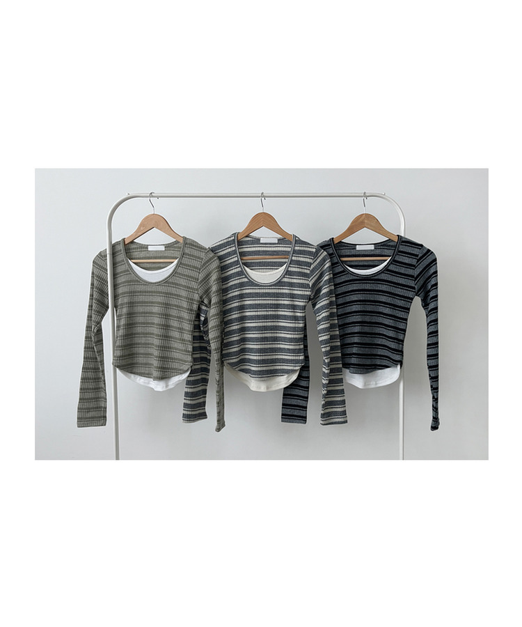 ムードデイリーボーダー長袖Tシャツ