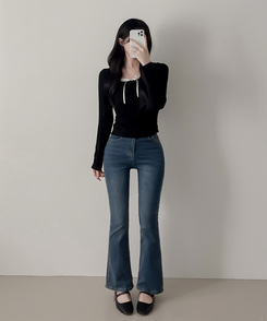 レースインレイヤー長袖Tシャツ(6color) BLACK