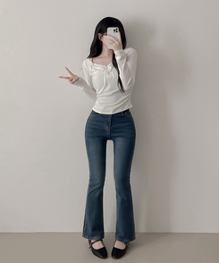 レースインレイヤー長袖Tシャツ(6color) IVORY