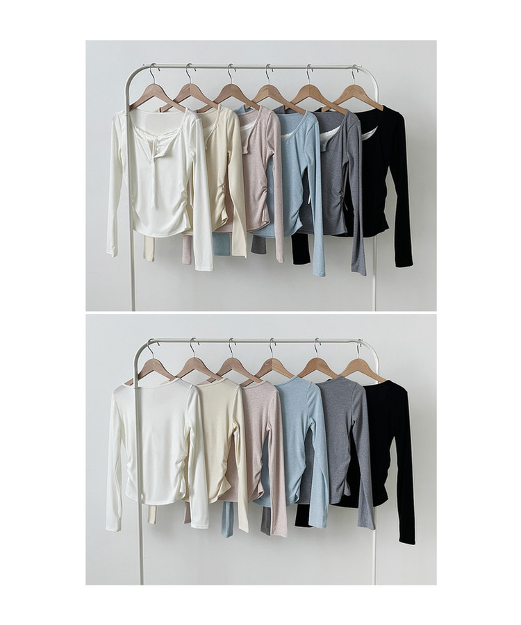 レースインレイヤー長袖Tシャツ(6color)