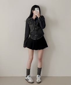 ディープウェーブデニムシャツ BLACK DENIM