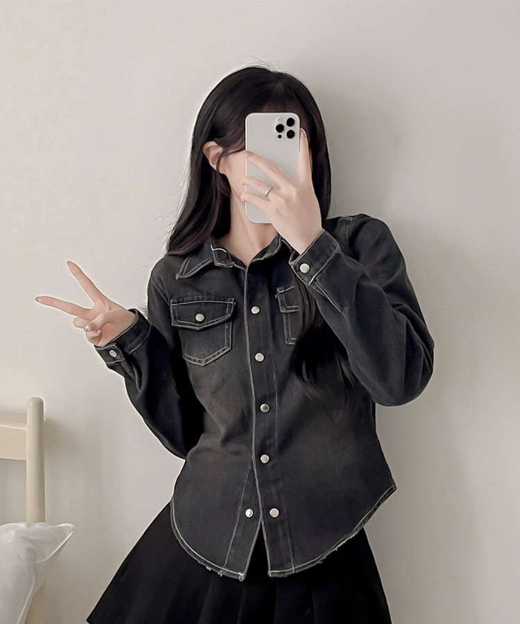 ディープウェーブデニムシャツ BLACK DENIM