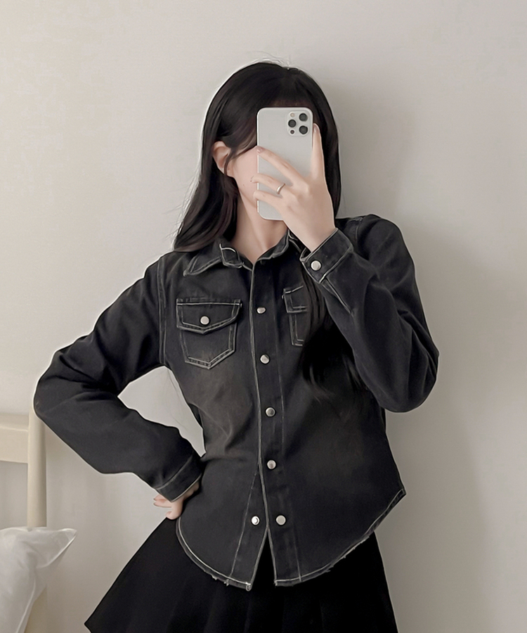 ディープウェーブデニムシャツ BLACK DENIM