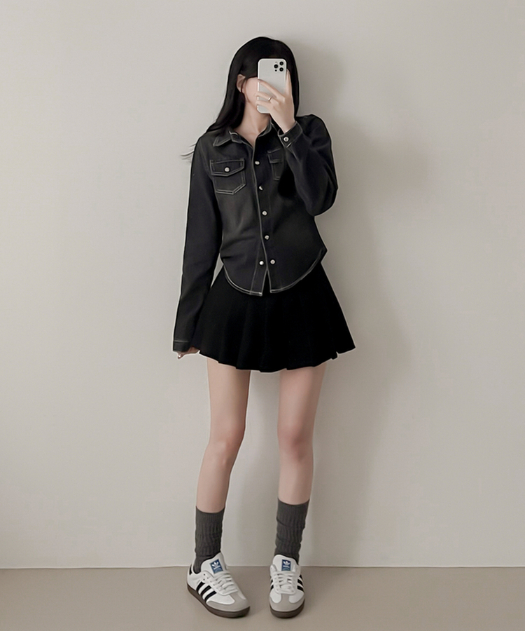 ディープウェーブデニムシャツ BLACK DENIM