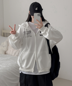 マイルドオーバーフードジップアップパーカー IVORY