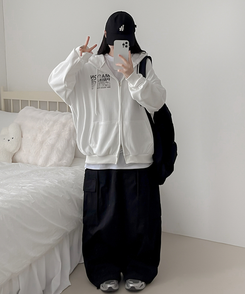 マイルドオーバーフードジップアップパーカー IVORY