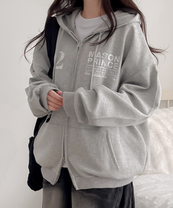 マイルドオーバーフードジップアップパーカー GREY