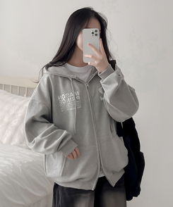 マイルドオーバーフードジップアップパーカー GREY