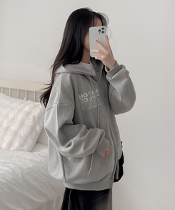 マイルドオーバーフードジップアップパーカー GREY