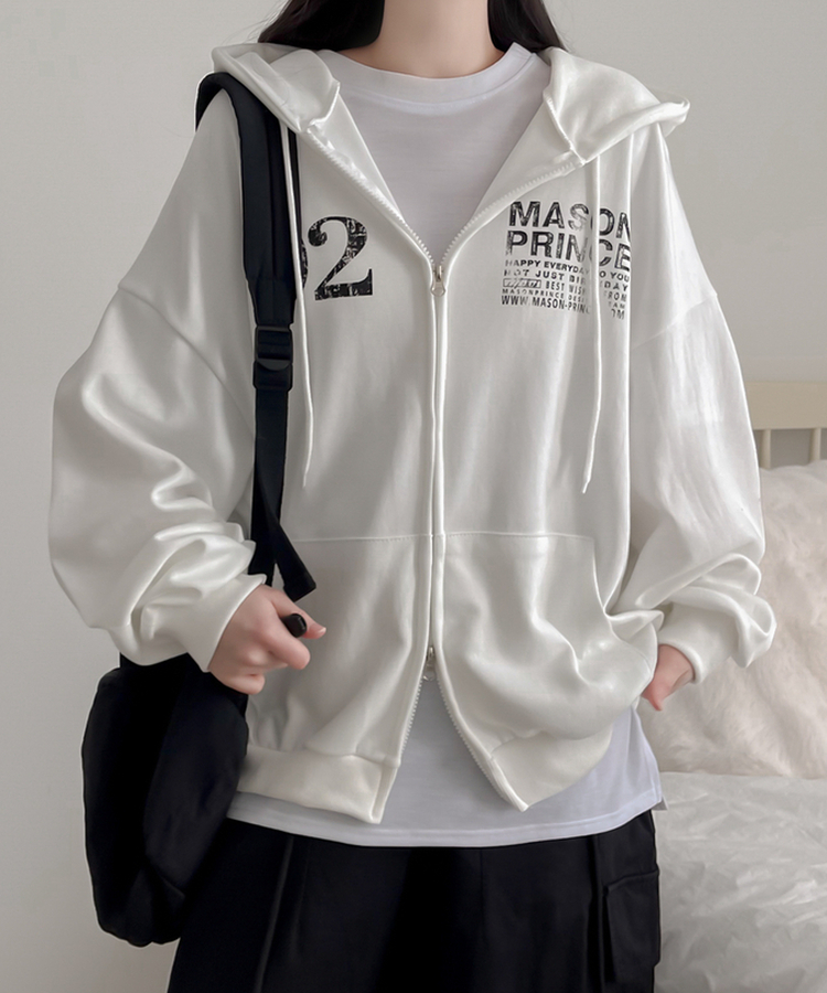 マイルドオーバーフードジップアップパーカー IVORY