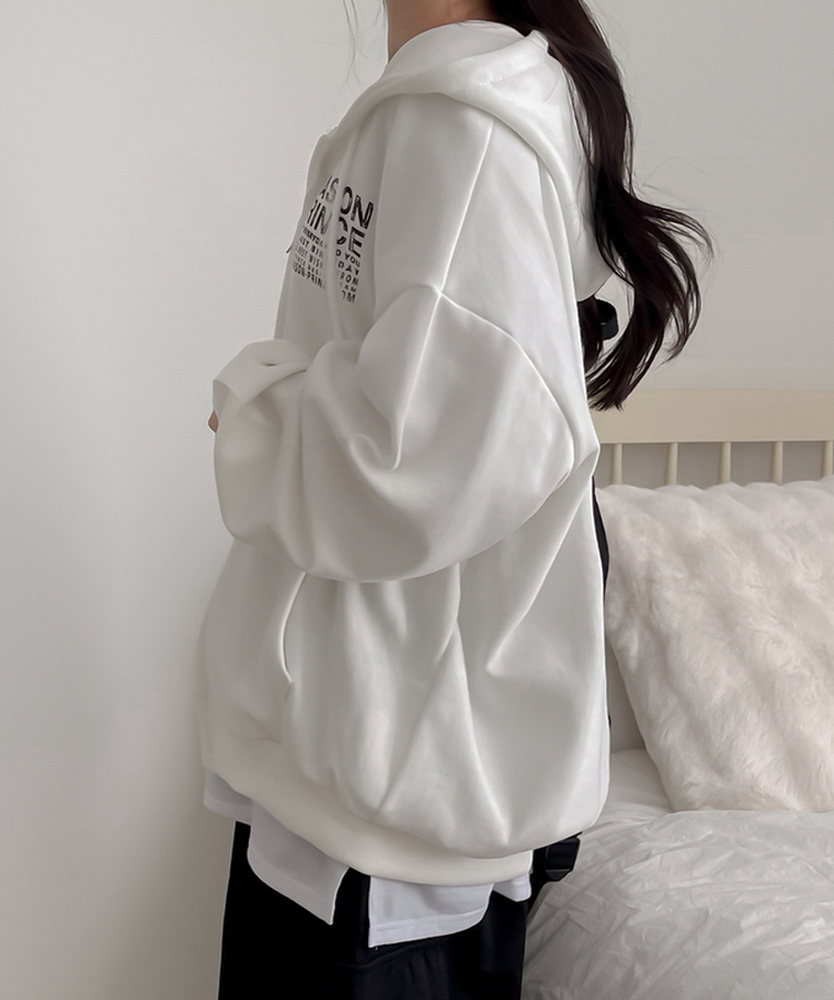 マイルドオーバーフードジップアップパーカー IVORY