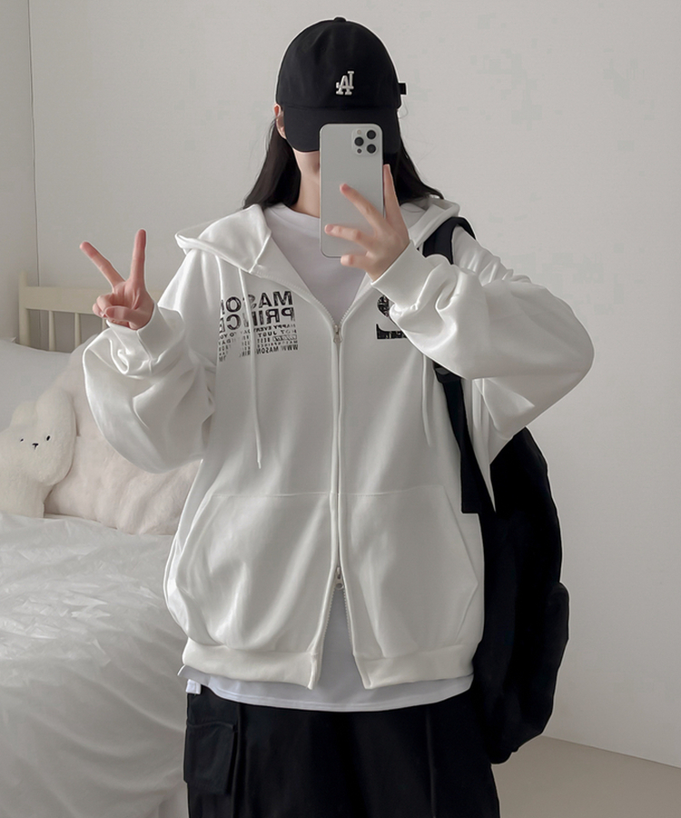 マイルドオーバーフードジップアップパーカー IVORY