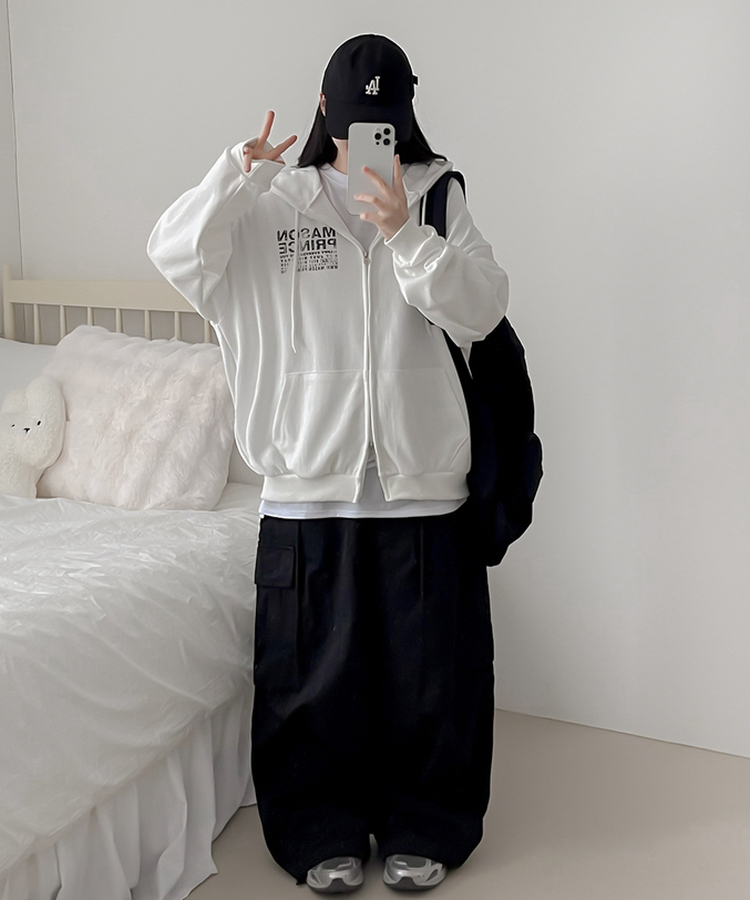 マイルドオーバーフードジップアップパーカー IVORY