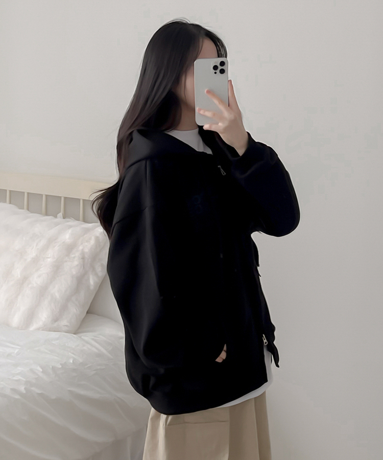 マイルドオーバーフードジップアップパーカー BLACK