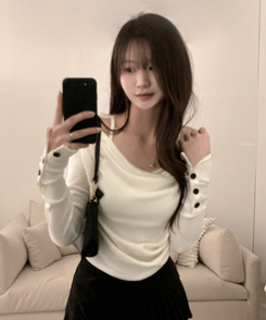 ボタン袖オフキャミソールレイヤードTシャツ IVORY