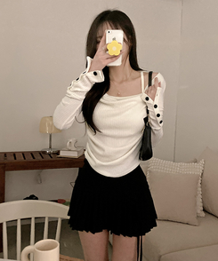 ボタン袖オフキャミソールレイヤードTシャツ IVORY