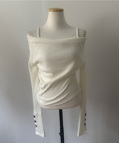 ボタン袖オフキャミソールレイヤードTシャツ