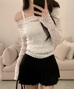 【SET】レースドレープシースルーオフショルトップス IVORY