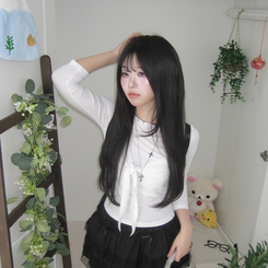 スリムリボン7分袖Tシャツ IVORY