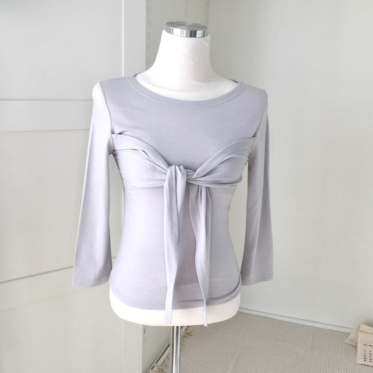 슬림 부들 리본 타이 7부 반팔 긴팔 티셔츠 봄 개강 가