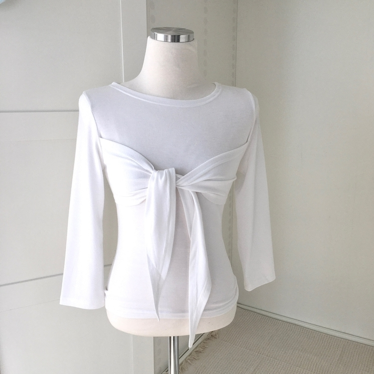 슬림 부들 리본 타이 7부 반팔 긴팔 티셔츠 봄 개강 가