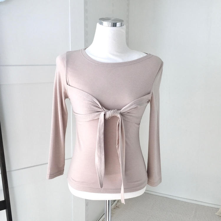 スリムリボン7分袖Tシャツ