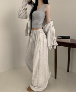 レタリングワイドトレーニングパンツ OATMEAL