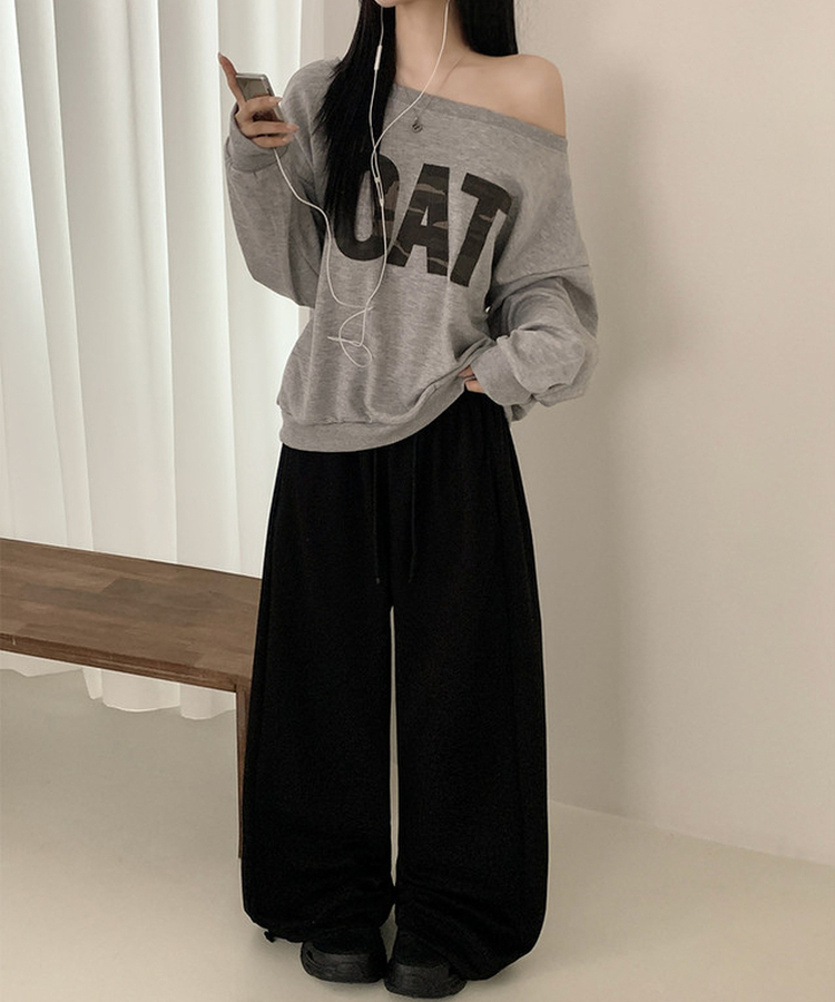 レタリングワイドトレーニングパンツ BLACK