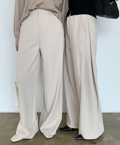【丈別】ピンタックカットワイドスラックス BEIGE