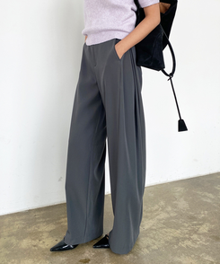 【丈別】ピンタックカットワイドスラックス CHARCOAL