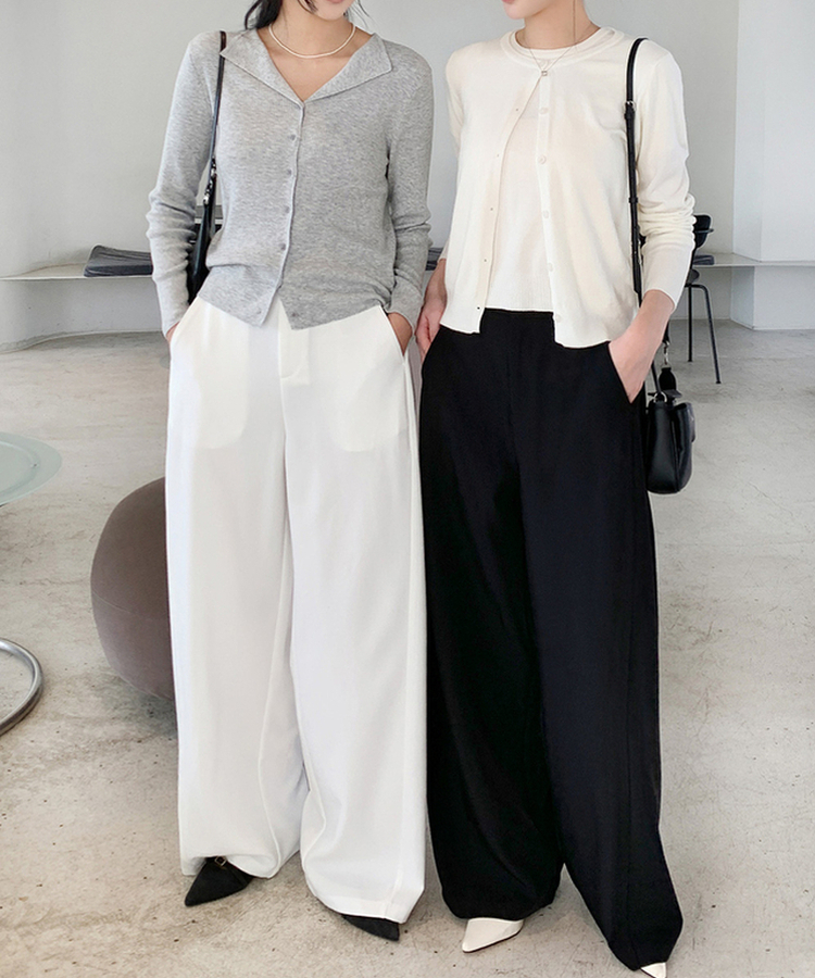 【丈別】ピンタックカットワイドスラックス IVORY