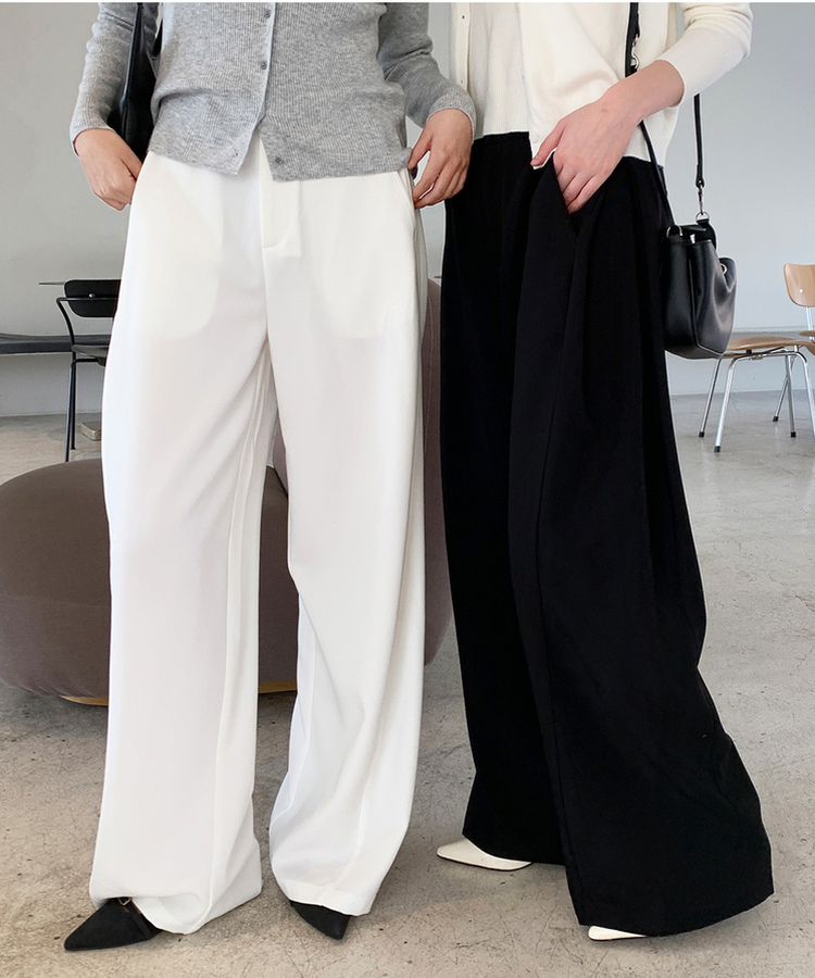 【丈別】ピンタックカットワイドスラックス IVORY