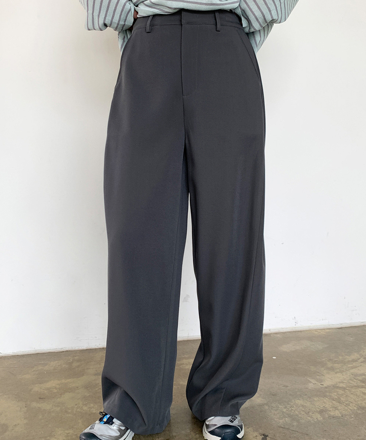 【丈別】ピンタックカットワイドスラックス CHARCOAL