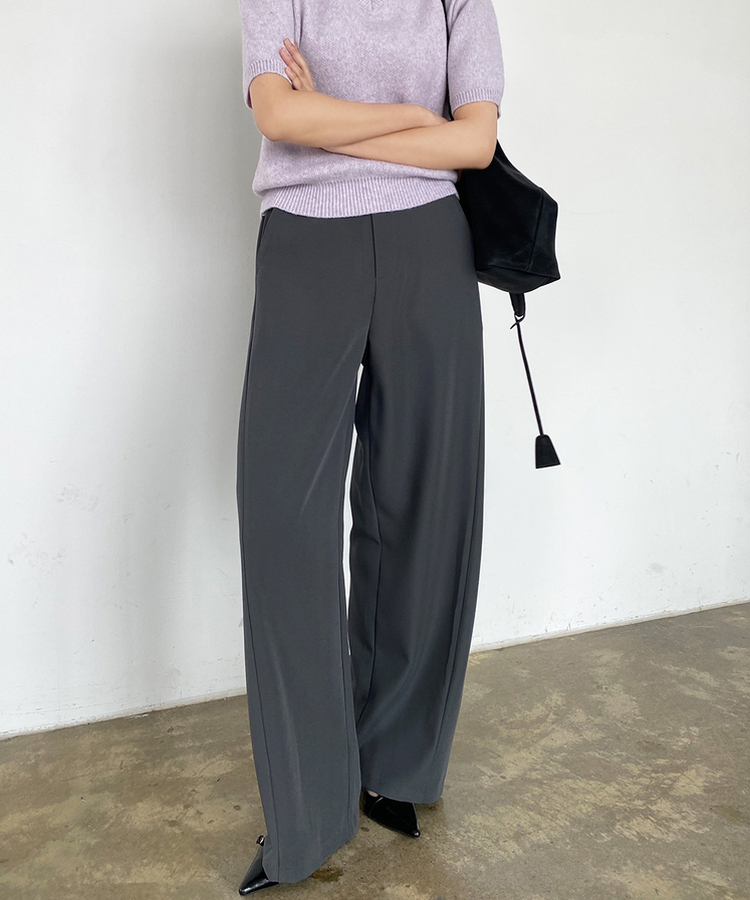 【丈別】ピンタックカットワイドスラックス CHARCOAL