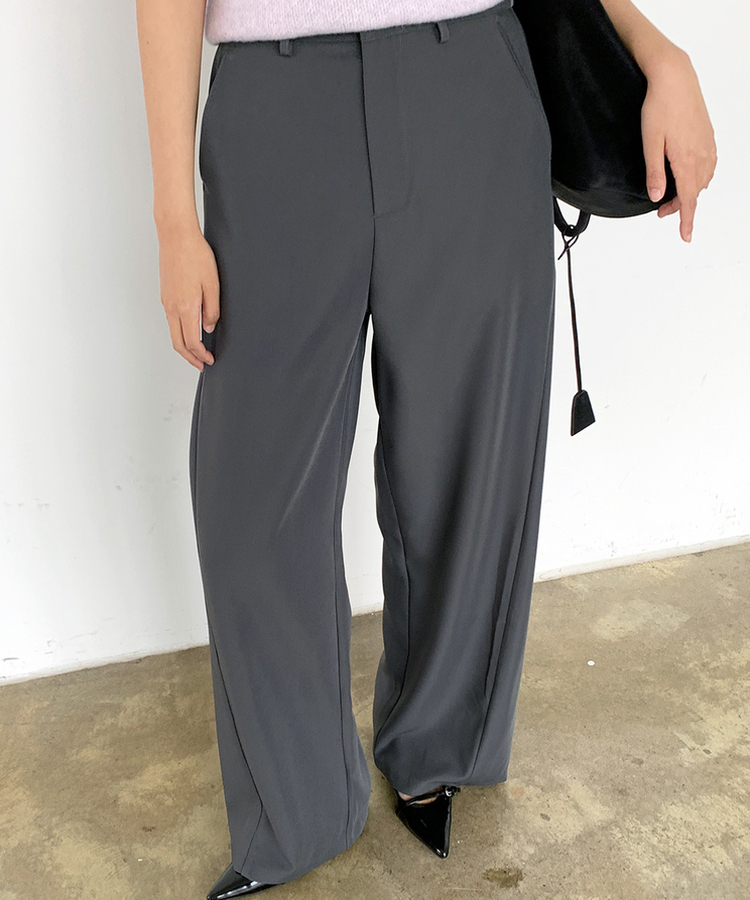 【丈別】ピンタックカットワイドスラックス CHARCOAL