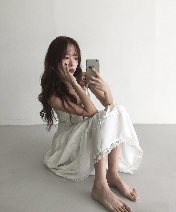 ティアードバンディングロングスカート WHITE